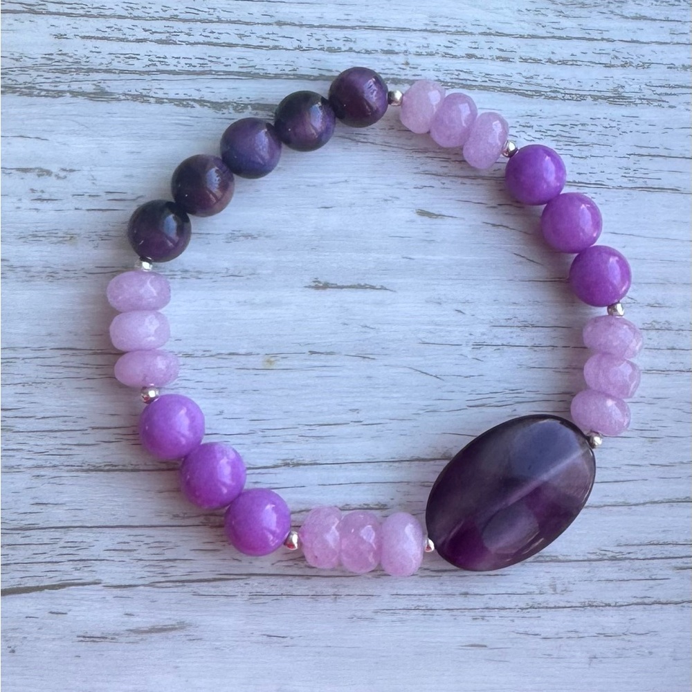 Purple and Pink Beaded Bracelet